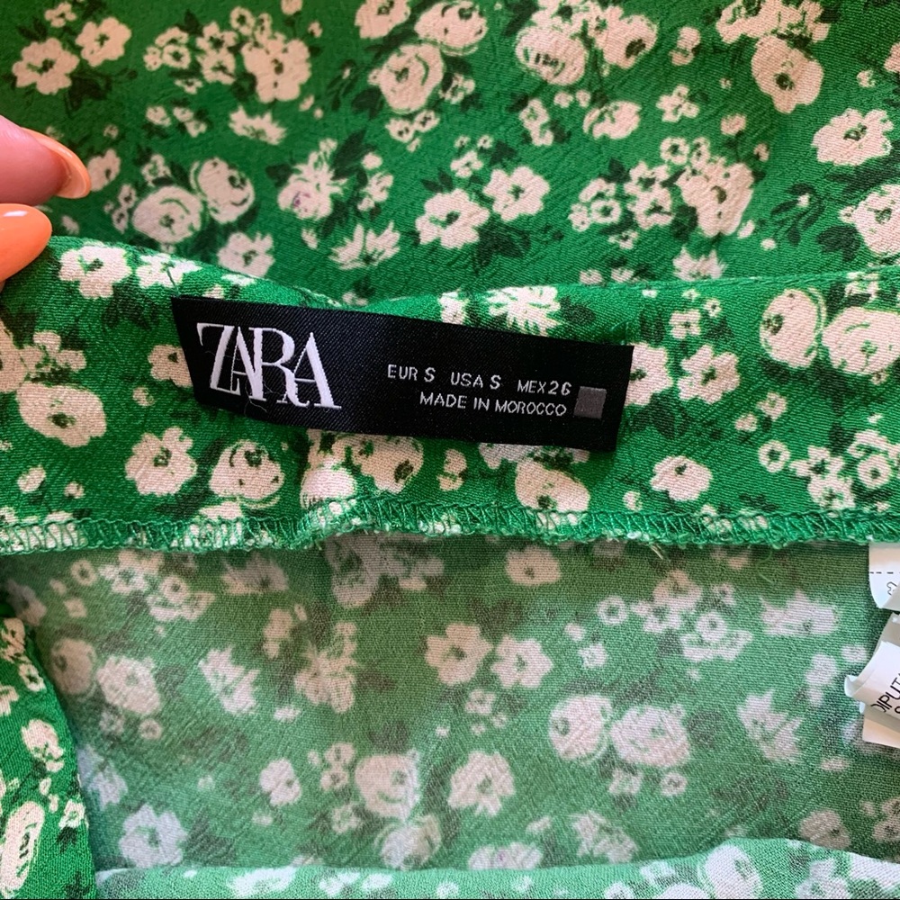 Zara Green Floral Midi Skirt - Picture 5 of 6